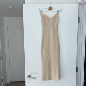 Cream Knitted Strapless Dress